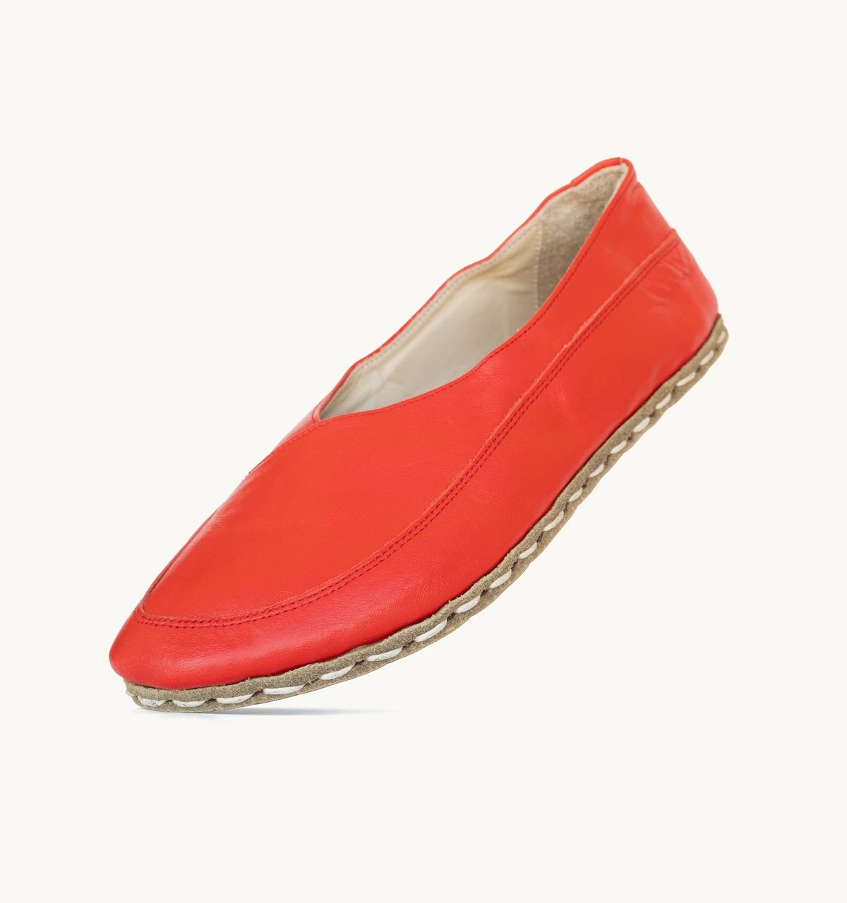 Women's Barefoot Leather Flat — Crimson