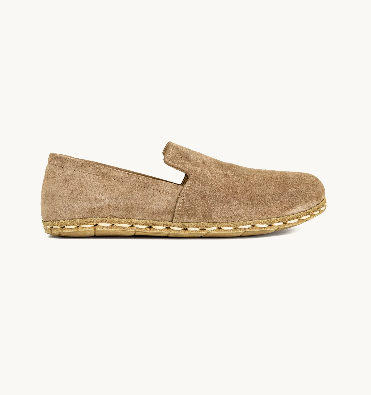 Men's Barefoot Leather Loafer — Beige Dawn Suede