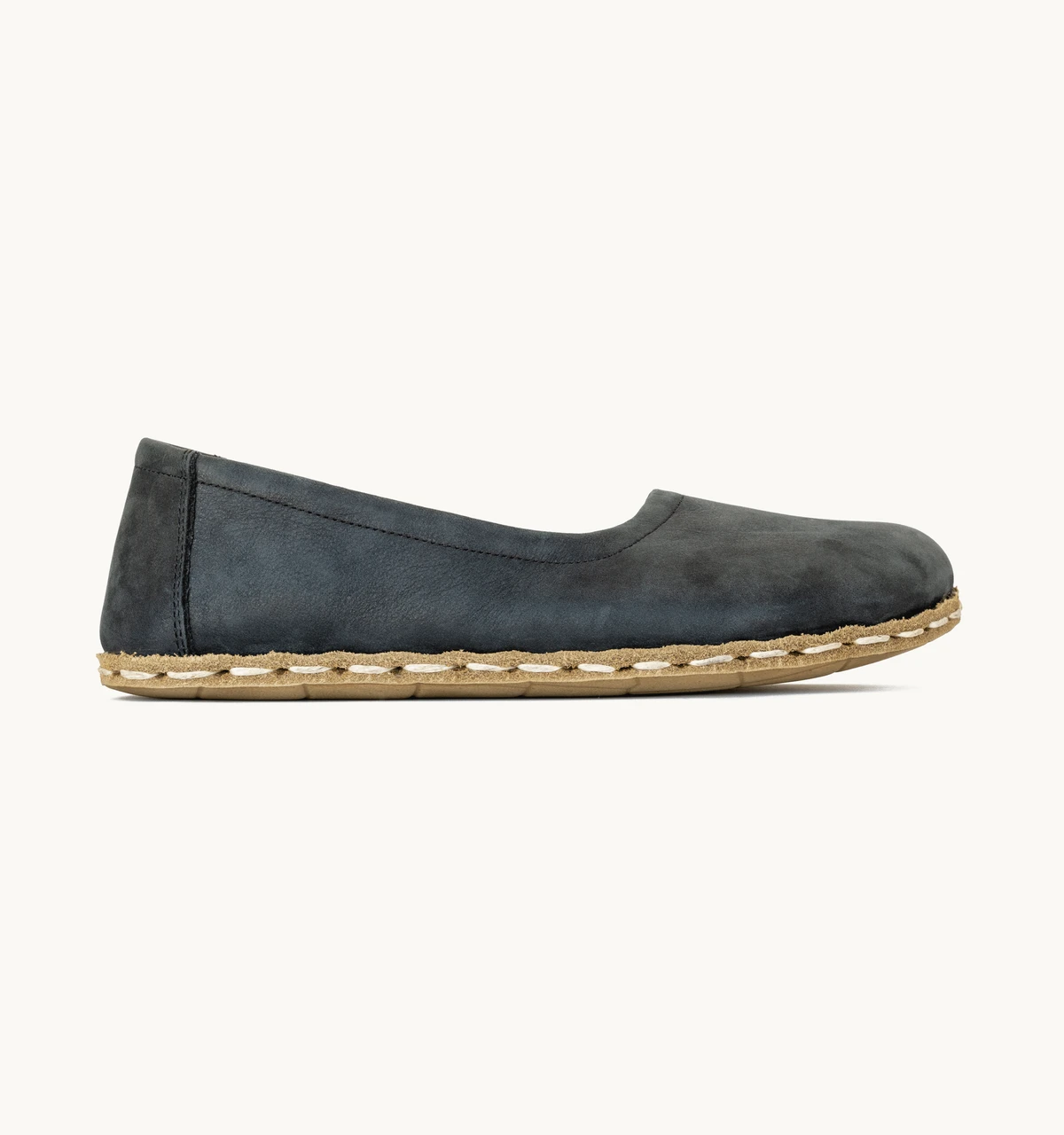 Women's Barefoot Leather Ballet Flat — Raven Black