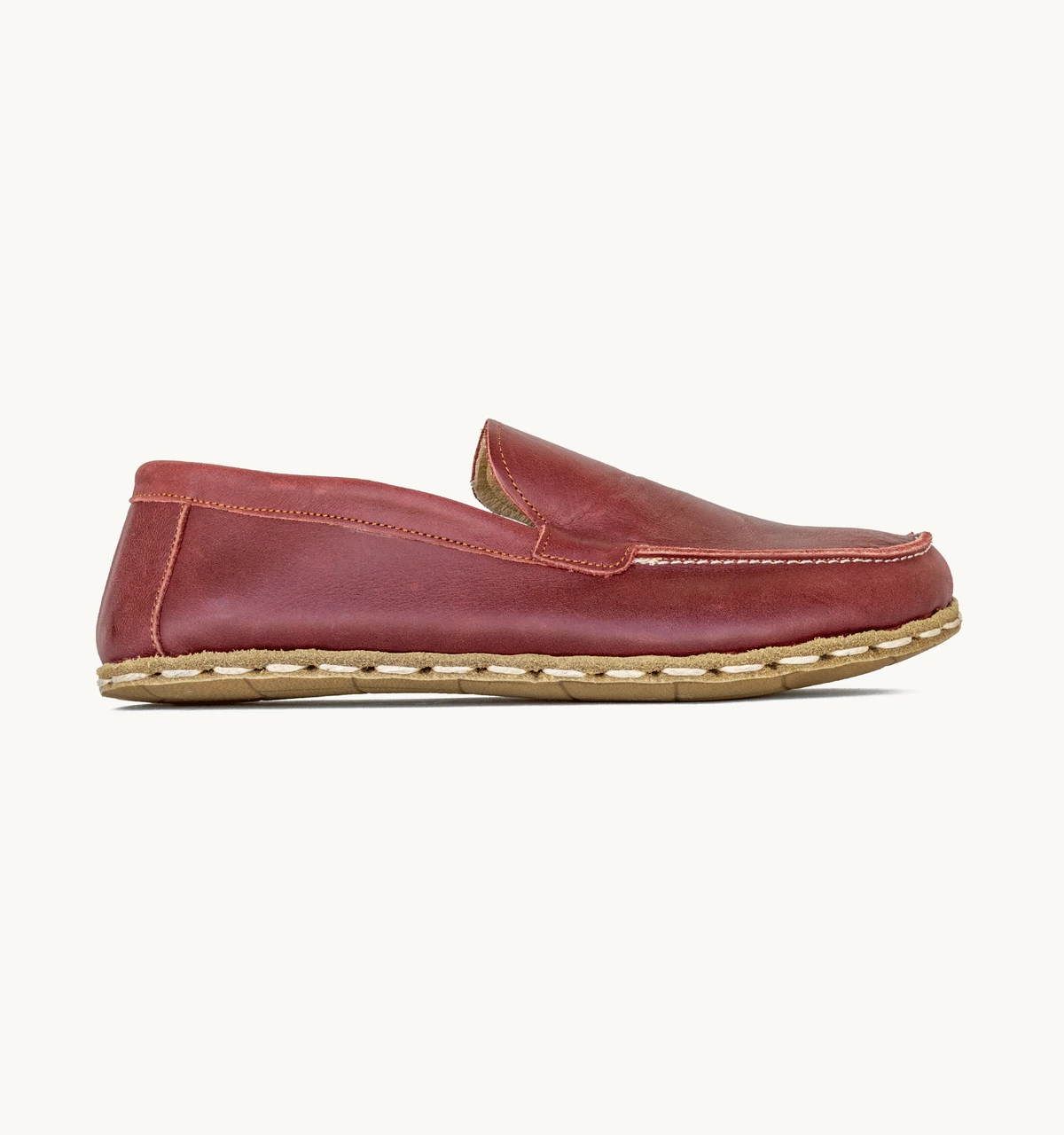 Women's Barefoot Leather Moccasin — Burgundy