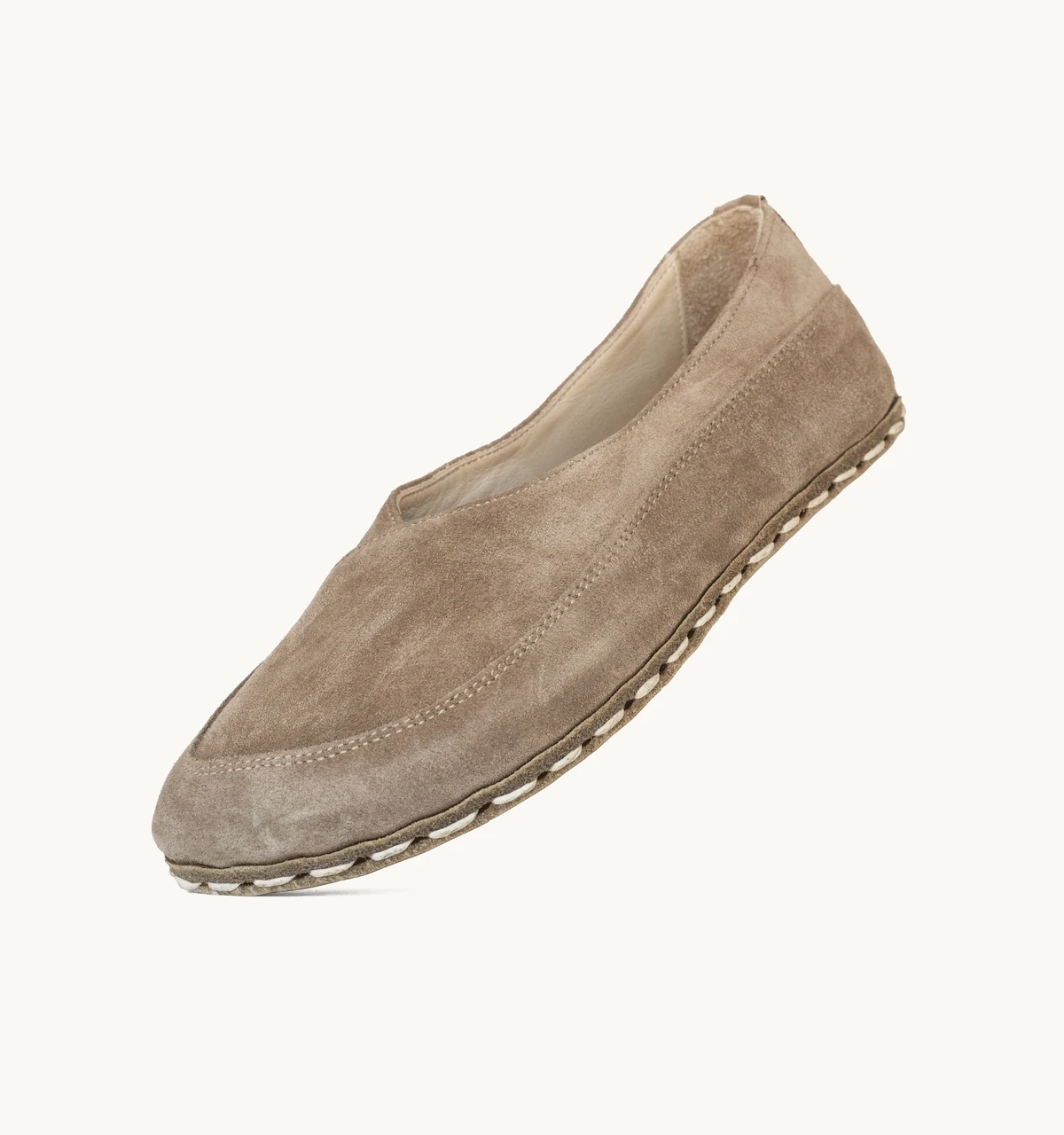 Women's Barefoot Leather Flat — Beige Dawn Suede