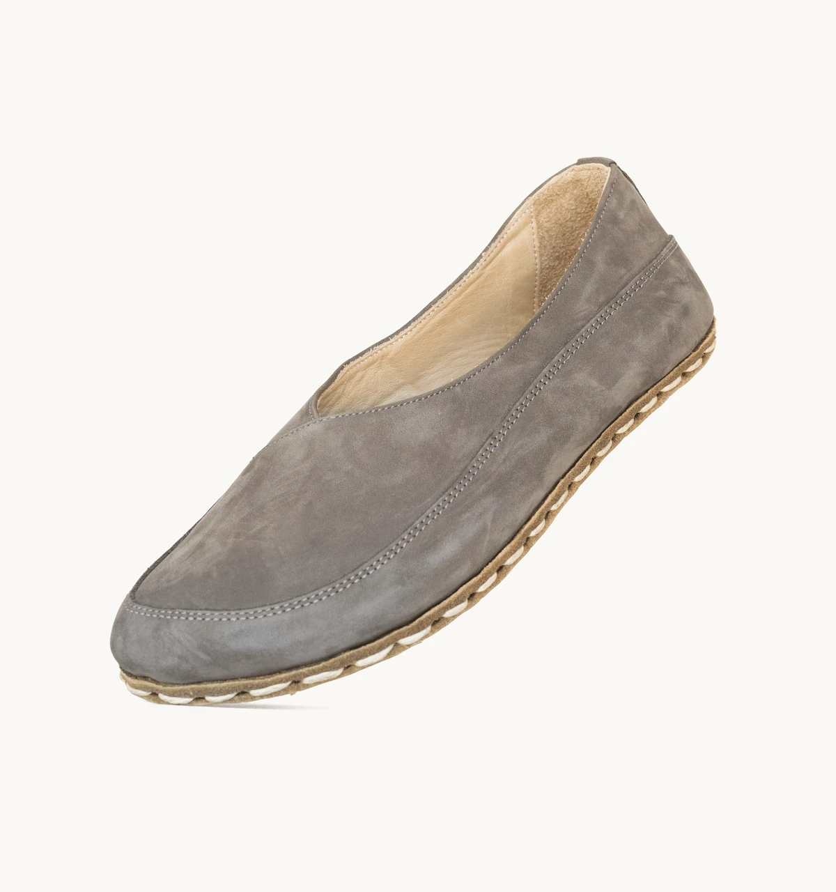 Women's Barefoot Leather Flat — Ashen