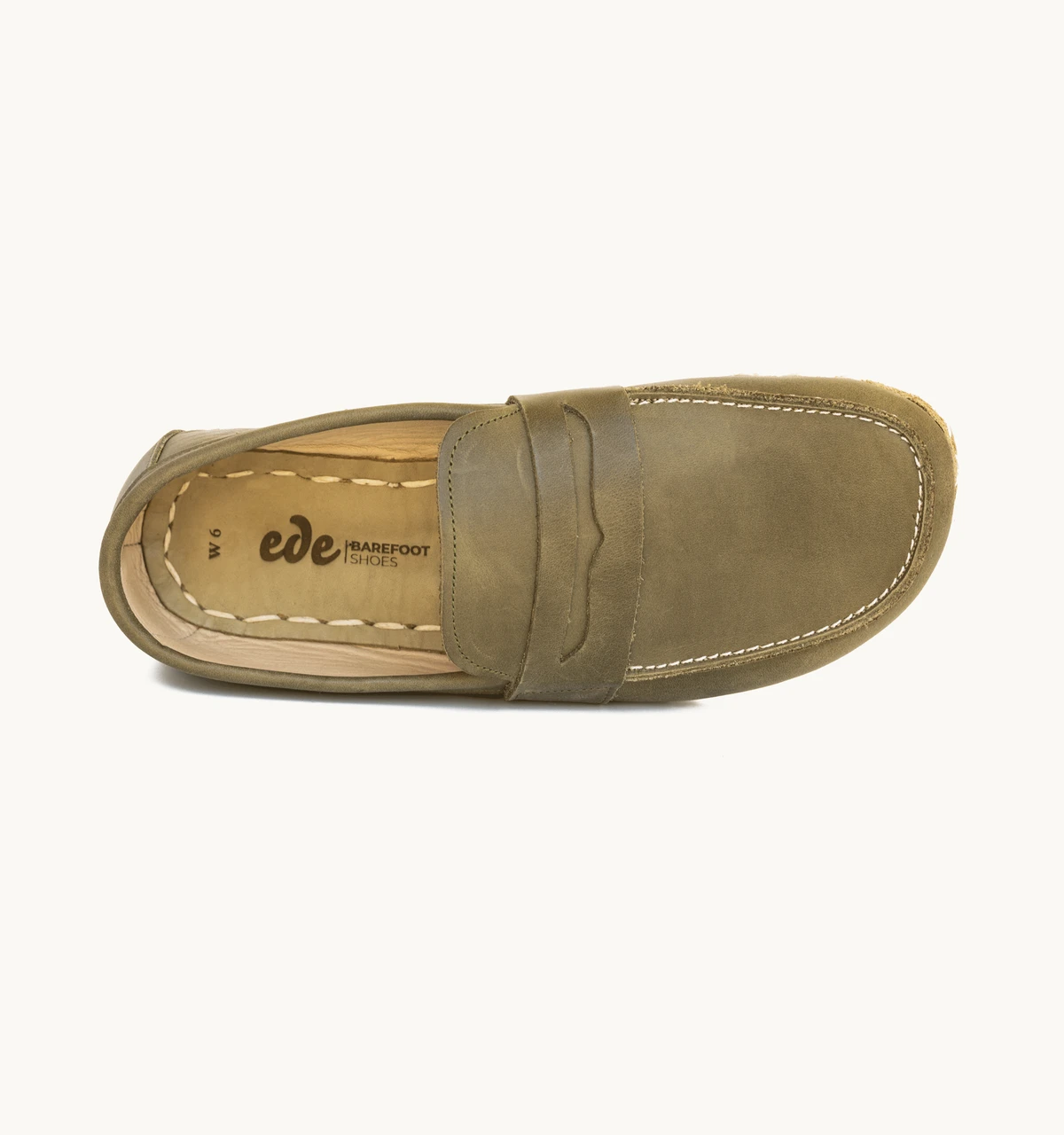 Women's Barefoot Leather Penny Loafer — Olive