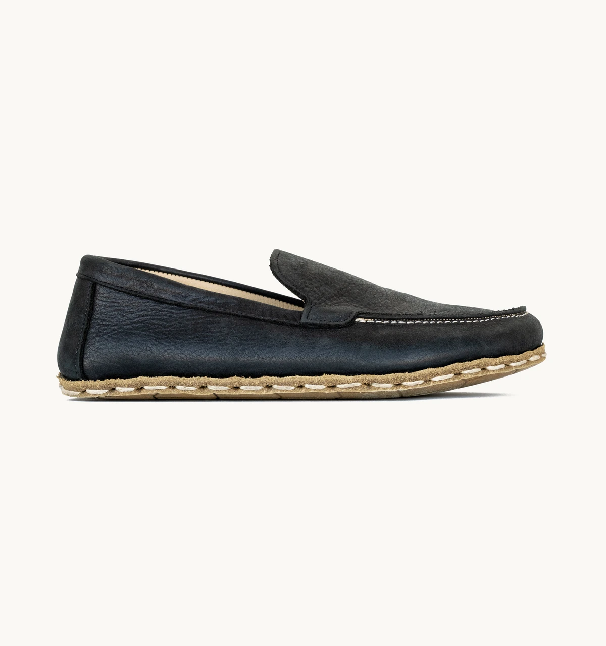 Women's Barefoot Leather Moccasin — Raven Black