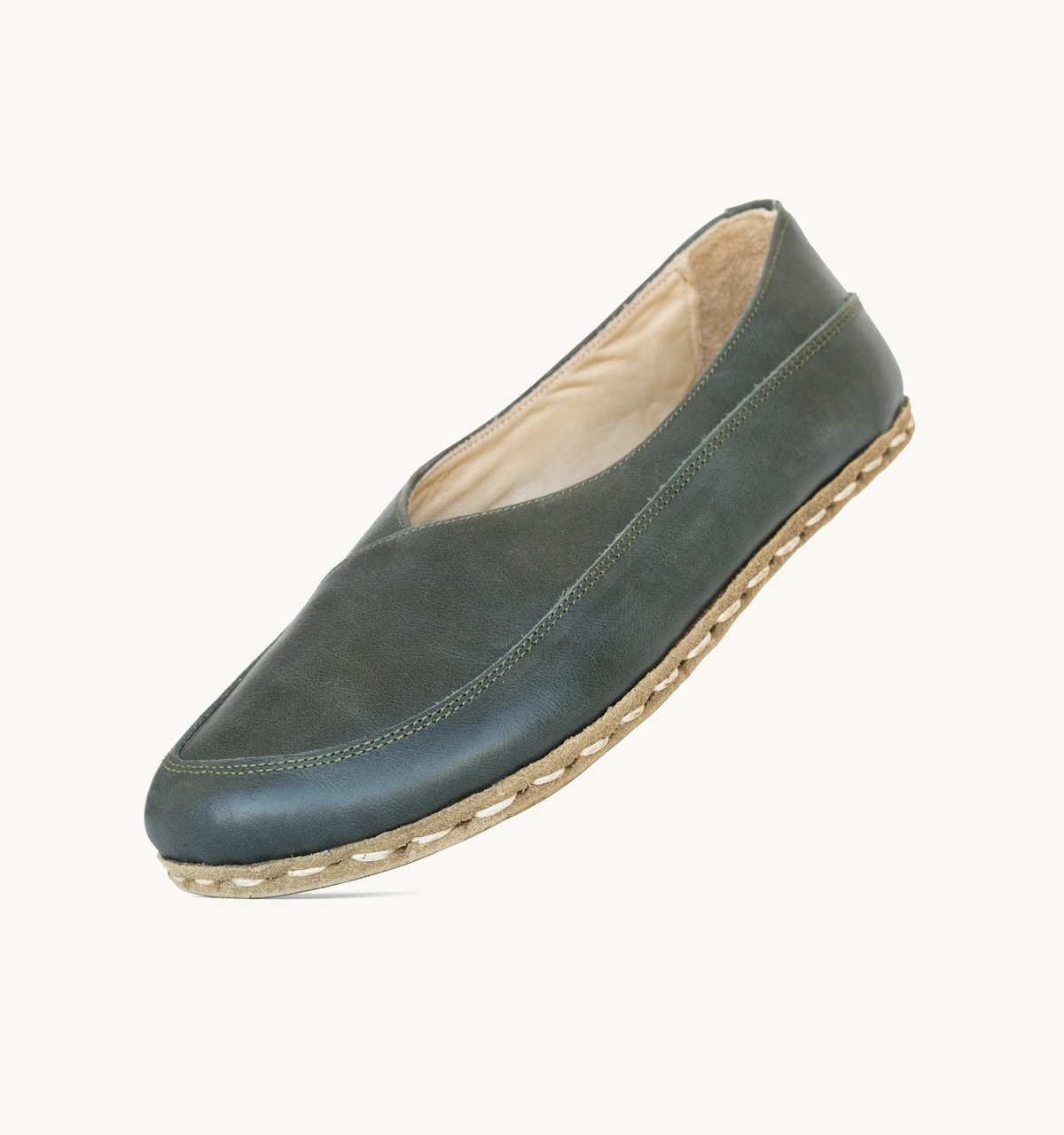Women's Barefoot Leather Flat — Evergreen