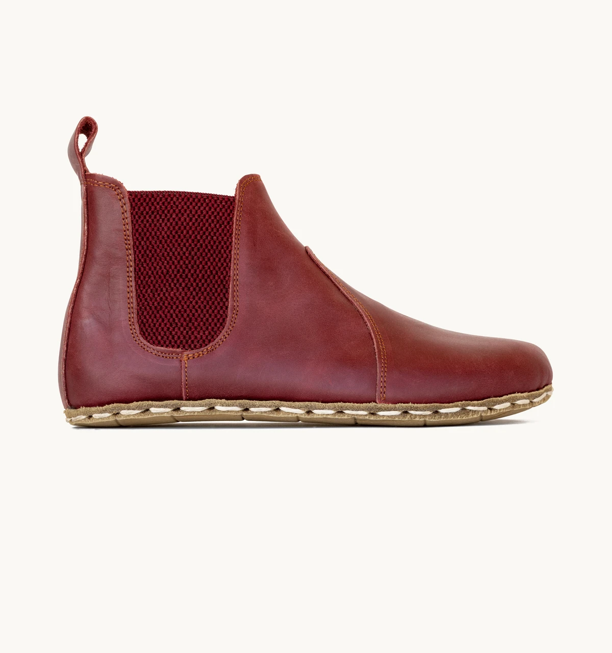 Women's Barefoot Leather Chelsea Boot — Burgundy