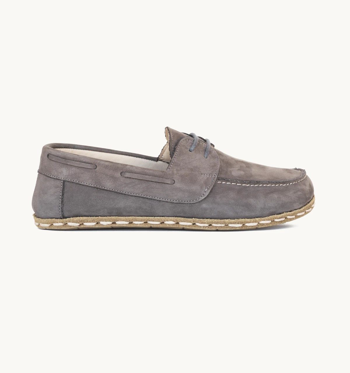 Men's Barefoot Leather Boat Shoe — Ashen Nubuck