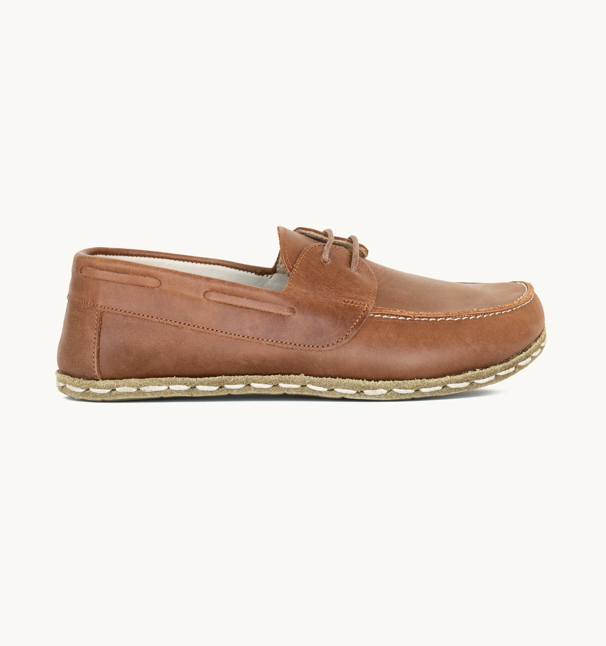 Men's Barefoot Leather Boat Shoe — Umber