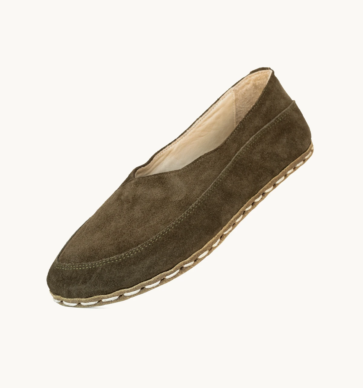 Women's Barefoot Leather Flat — Moss Suede