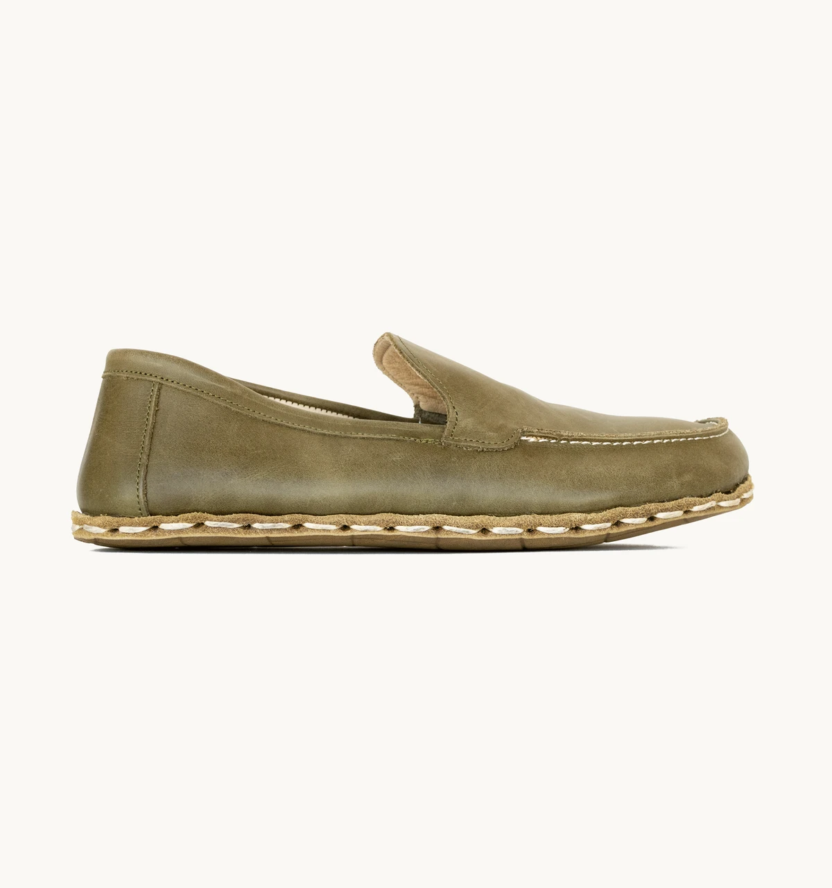Women's Barefoot Leather Moccasin — Olive Crazy