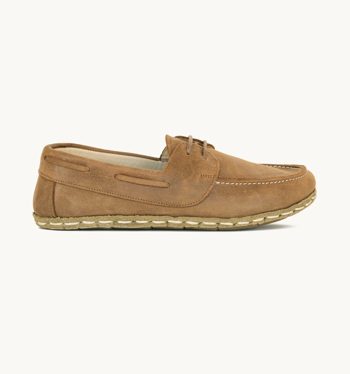 Men's Barefoot Leather Boat Shoe — Hickory