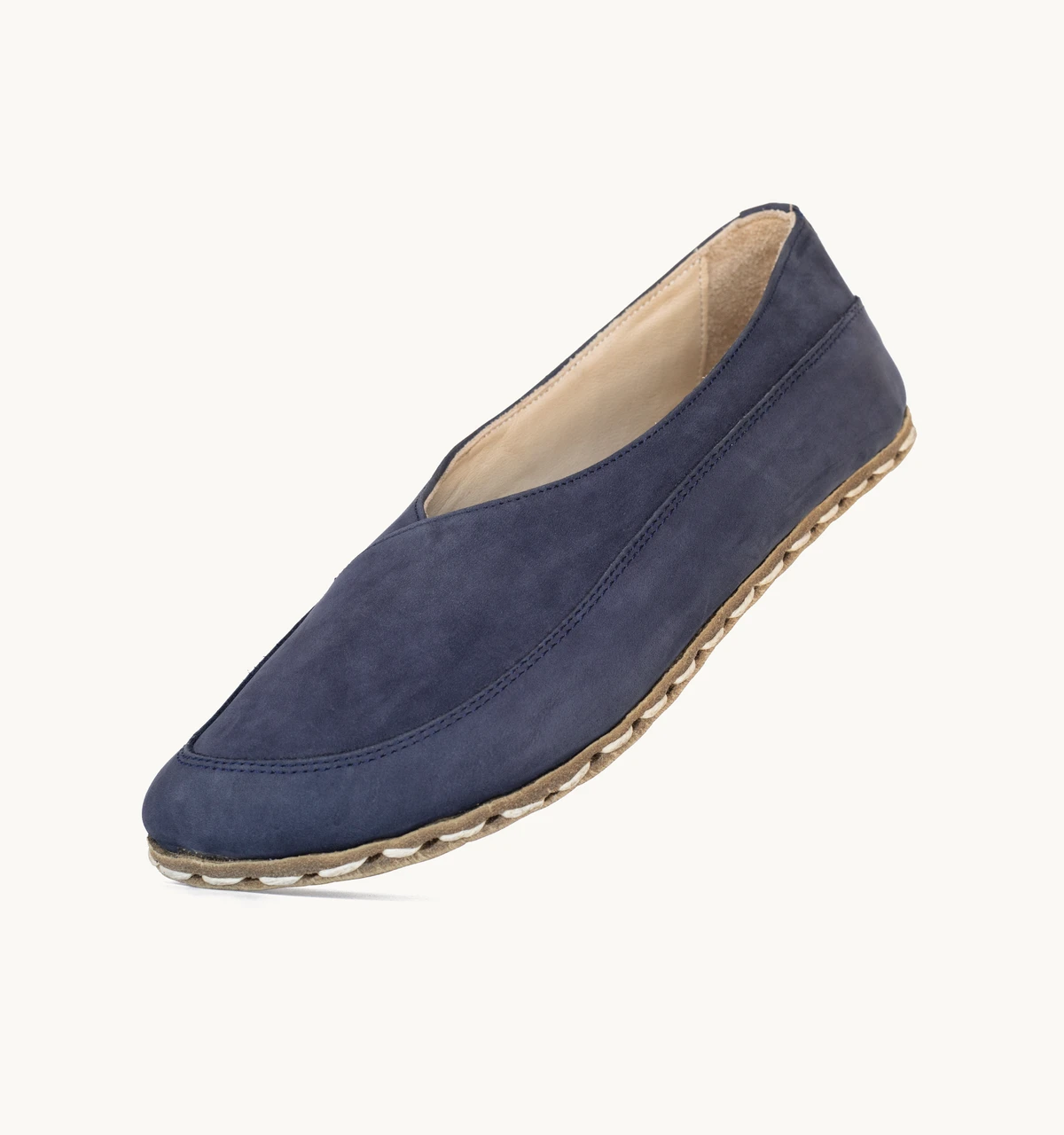 Women's Barefoot Leather Flat — Navy Nubuck
