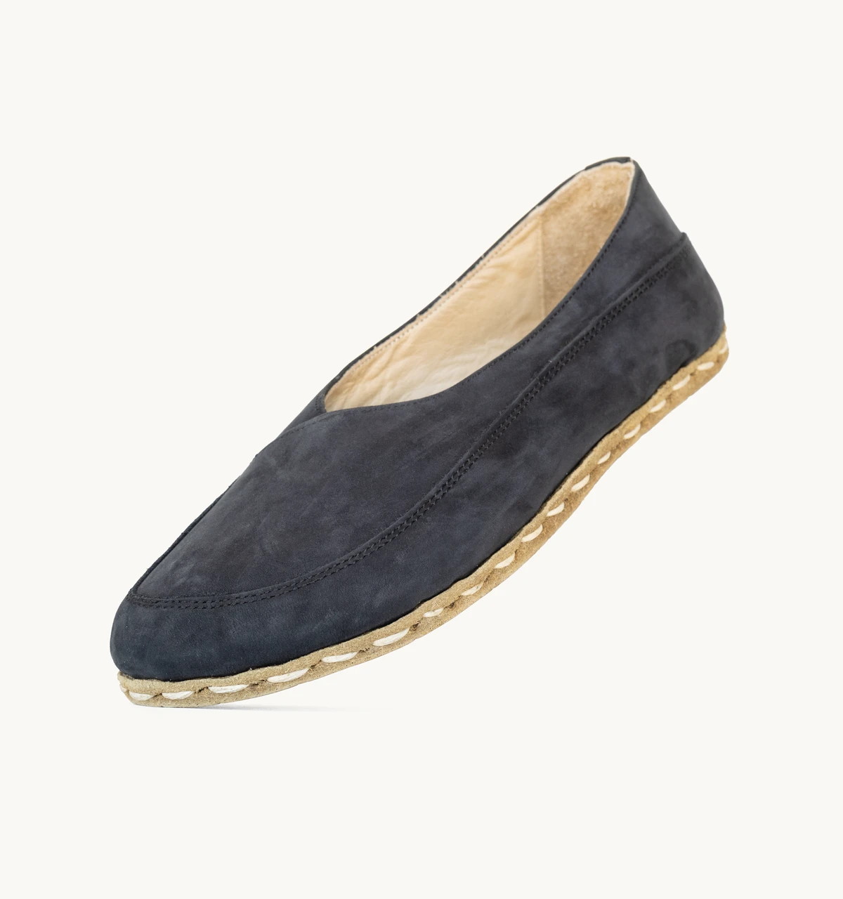 Women's Barefoot Leather Flat — Midnight Nubuck
