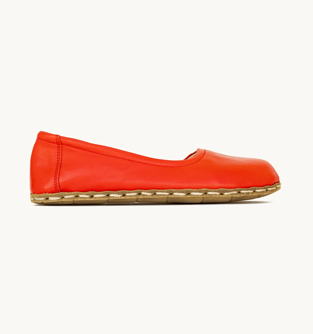 Women's Barefoot Leather Ballet Flat — Crimson