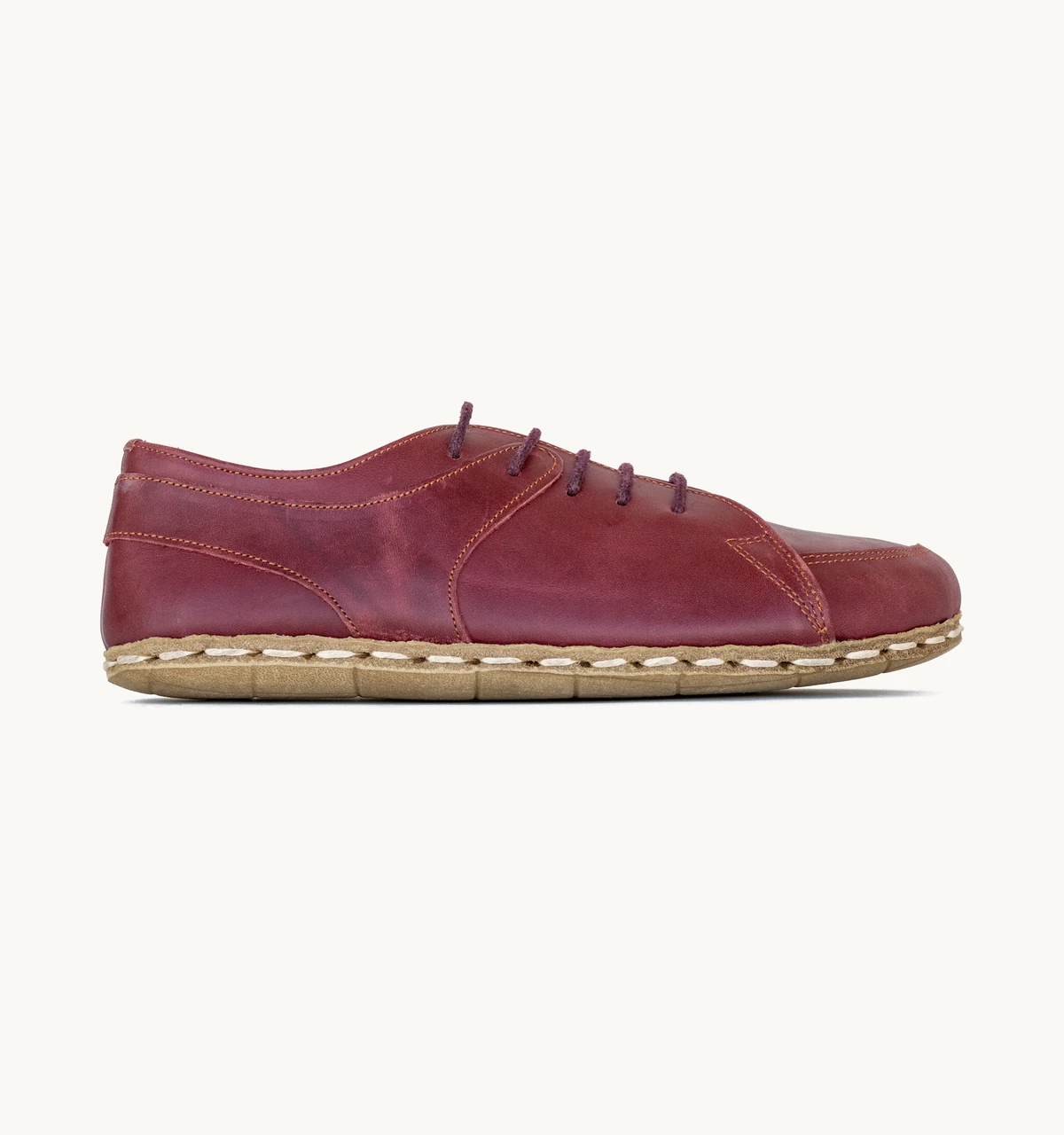 Women's Barefoot Leather Sneaker — Burgundy