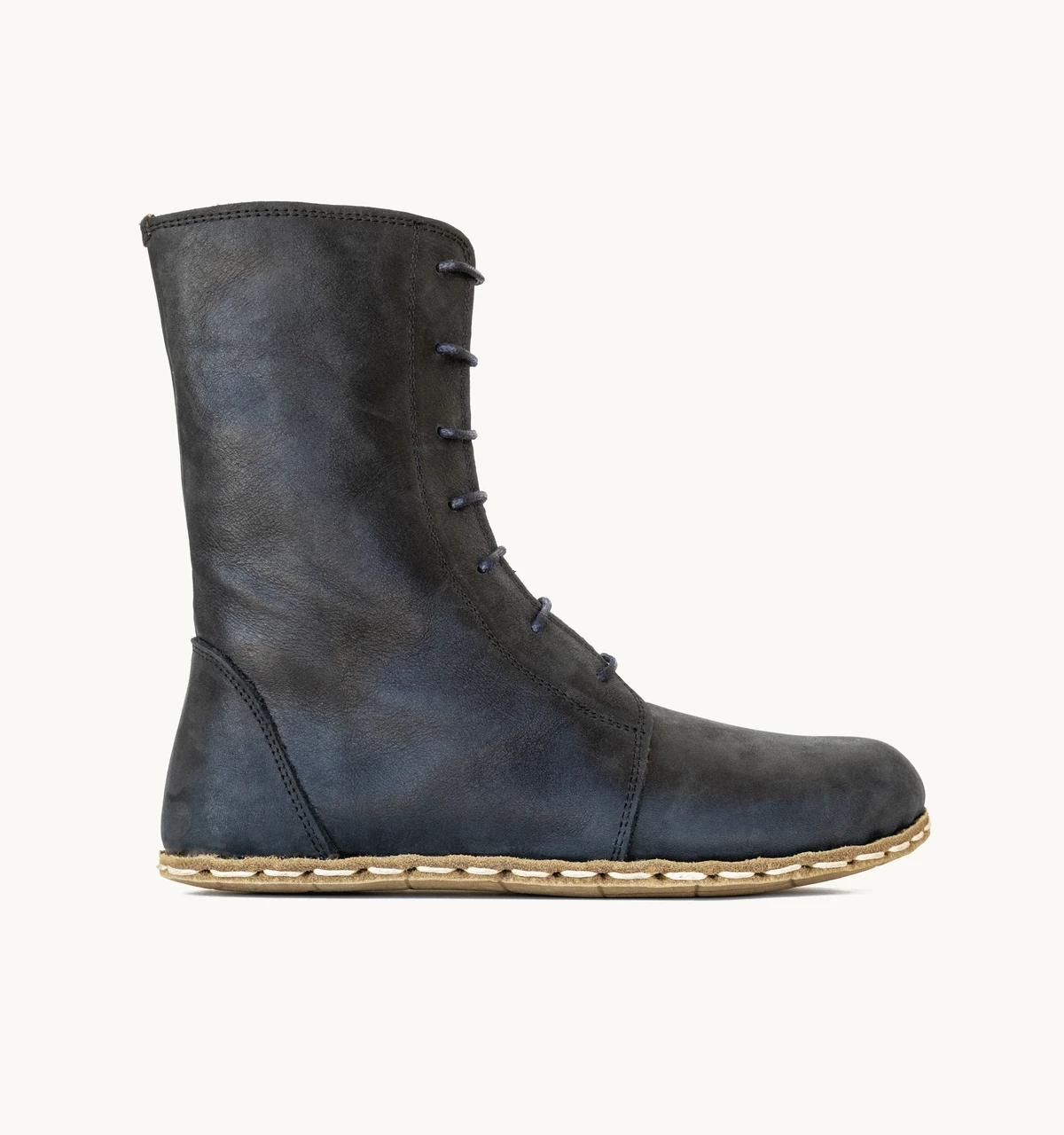 Women's Barefoot Leather Ankle Boot — Raven Black