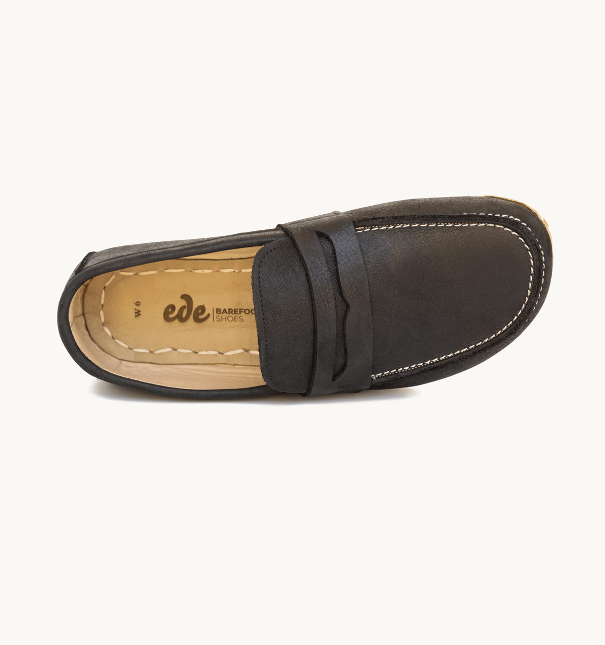 Men's Barefoot Leather Penny Loafer — Raven Black