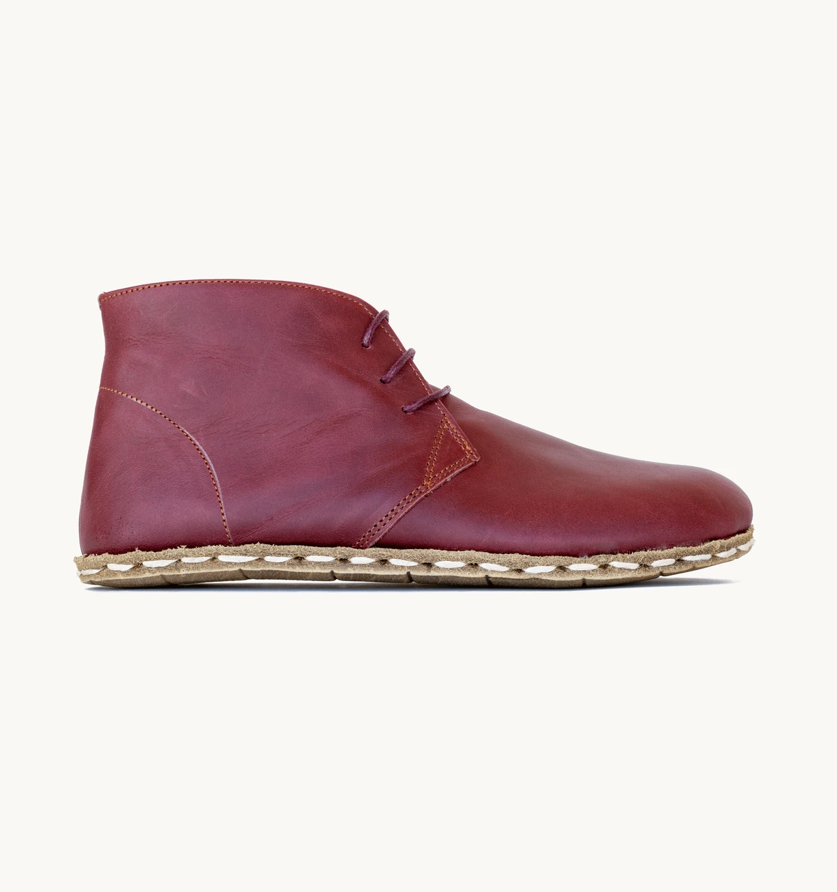 Women's Barefoot Leather Chukka Boot — Burgundy