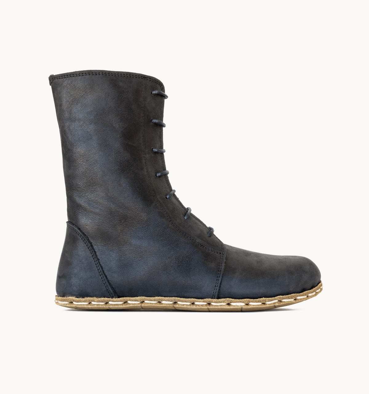 Men's Barefoot Leather Ankle Boot — Raven Black