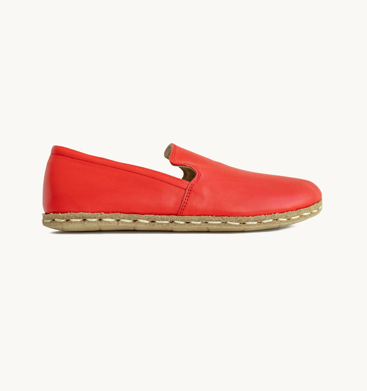 Women's Barefoot Leather Loafer — Crimson